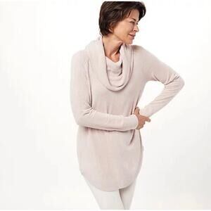 Barefoot Dreams CozyChic Ultra Lite Coastal Cowl Neck Tunic Sweater Womens Large